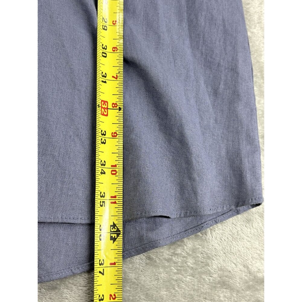 Everlily Button-Down Shirt Dress Roll-Up Sleeves Womens PL Linen Blend Pockets - Picture 10 of 12
